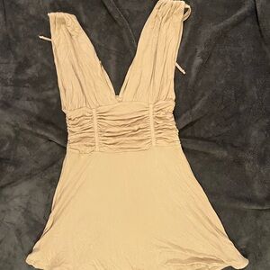 Free People Beige Ruched Dress